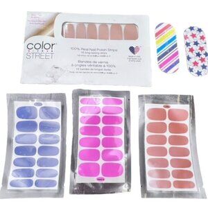 Lot of 4 Press On‎ Nail Packs Color Street + 2 Nail Boards NEW Gift Nail Set